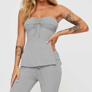 Princess Polly Gray Strapless Ruched Tie Tube Top